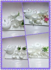 Fashion design ceramic tea sets and water sets with white ceramic tray