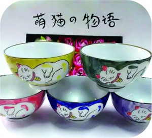 lovely cat picture Retro bowls and some simple picture retra bowls  five bowls in a present package